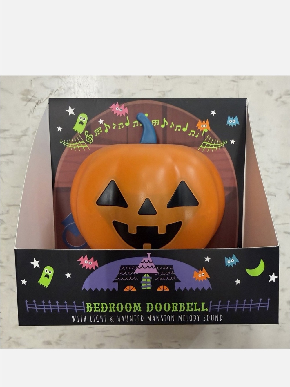 Halloween Pumpkin Doorbell with Light and Melody - Orange